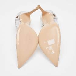 Pre Owned Gianvito Rossi Silver Leather and PVC Plexi D'orsay Pumps Size 39.5