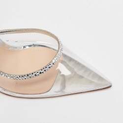 Pre Owned Gianvito Rossi Silver Leather and PVC Plexi D'orsay Pumps Size 39.5