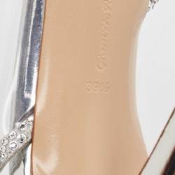 Pre Owned Gianvito Rossi Silver Leather and PVC Plexi D'orsay Pumps Size 39.5