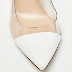 Gianvito Rossi Beige/White Leather and PVC Plexi Pointed Toe Pumps Size 36