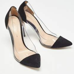 Gianvito Rossi Black Suede and PVC Plexi Pumps Size 36