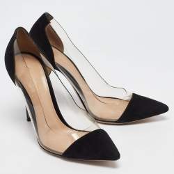 Gianvito Rossi Black Suede and PVC Plexi Pumps Size 38