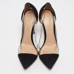 Gianvito Rossi Black Suede and PVC Plexi Pumps Size 38