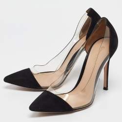 Gianvito Rossi Black Suede and PVC Plexi Pumps Size 38