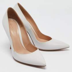 Gianvito Rossi White Leather Pointed Toe Pumps Size 38