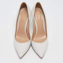 Gianvito Rossi White Leather Pointed Toe Pumps Size 38