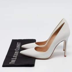 Gianvito Rossi White Leather Pointed Toe Pumps Size 38