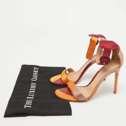 Pre Owned Gianvito Rossi Multicolor Satin Ankle Strap Open Toe Sandals Size 38