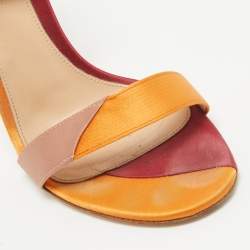 Pre Owned Gianvito Rossi Multicolor Satin Ankle Strap Open Toe Sandals Size 38