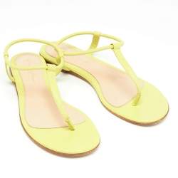 Pre Owned Gianvito Rossi Green Leather Slingback Sandals Size 38