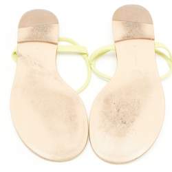 Pre Owned Gianvito Rossi Green Leather Slingback Sandals Size 38