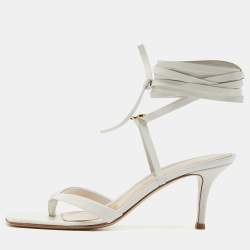Pre Owned Gianvito Rossi White Leather Ankle Wrap Sandals Size 38
