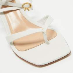 Pre Owned Gianvito Rossi White Leather Ankle Wrap Sandals Size 38