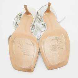 Pre Owned Gianvito Rossi White Leather Ankle Wrap Sandals Size 38