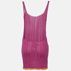 Pre Owned Gimaguas Pink Patterned Knit Sleeveless Mini Dress S
