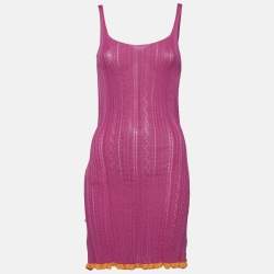 Pre Owned Gimaguas Pink Patterned Knit Sleeveless Mini Dress S