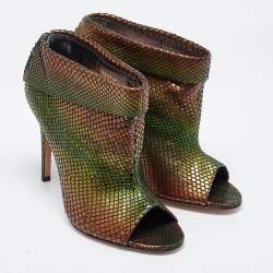 Gina Multicolor Python Peep Toe Booties Size 39