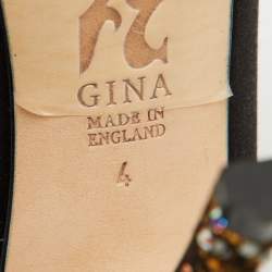 مملوكة مسبقًا Gina Black Satin Crystal Embellished Peep Toe Platform Pumps Size 37