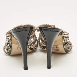 Gina Rose Gold Leather Crystal Embellished Slide Sandals Size 37
