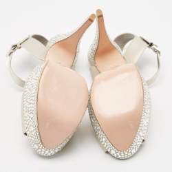 Gina Grey Satin Crystal Embellished Platform Sandals Size 40