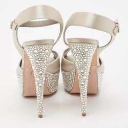 Gina Grey Satin Crystal Embellished Platform Sandals Size 40