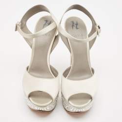 Gina Grey Satin Crystal Embellished Platform Sandals Size 40