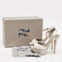 Gina Grey Satin Crystal Embellished Platform Sandals Size 40