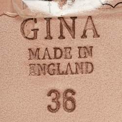 Pre Owned Gina Metallic Pink Leather Visage Slide Sandals Size 36