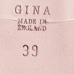 Pre Owned Gina Pink Leather Crystal Embellished Milo Slide Sandals Size 39