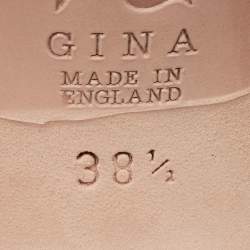 Pre Owned صندل سلايد جينا رمادي ساتان بريق مزخرف كريستال مقاس 38.5