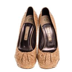 Gina Beige Python Elle Platform Pumps Size 38.5