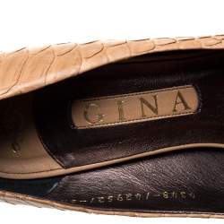 Gina Beige Python Elle Platform Pumps Size 38.5