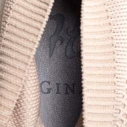 Pre Owned Gina Beige Knit Fabric And Patent Crystal Embellished Nyla Sneakers Size 38