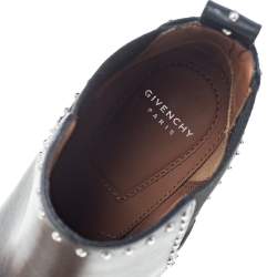 Pre Owned Givenchy Black Studded Leather Ankle Booties Size 36