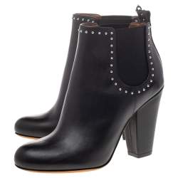Pre Owned Givenchy Black Studded Leather Ankle Booties Size 36
