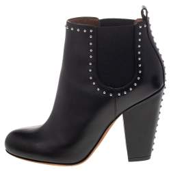 Pre Owned Givenchy Black Studded Leather Ankle Booties Size 36