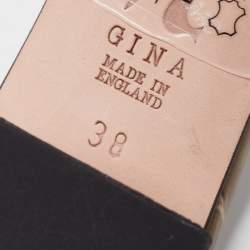 مملوكة مسبقًا صندل سلايد جينا جلد نقش تمساح لامع أخضر مقاس 38