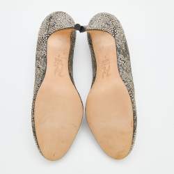 Pre Owned حذاء كعب عالي جينا دانتيل وسويدي فضي/أسود مزخرف كريستال مقاس 40