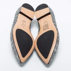 Pre Owned Gina Silver Glitter Embellished Ballet Flats Size 38