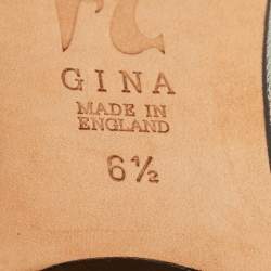 Pre Owned Gina Metallic Two Tone Leather and Satin Crystal Embellished Cap Toe Bow Ballet Flats Size 39.5