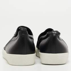 Pre Owned Gina Black Leather and Crystal Low Top Sneakers Size 41