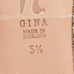 Pre Owned Gina Brown Crystal Embellished Satin and Leather Smoking Slippers Size 38.5