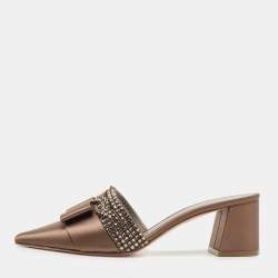 Gina Brown Satin Chachki Block Heel Mules Size 40