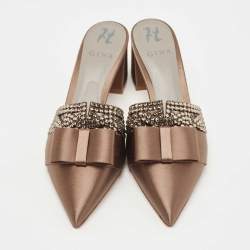 Gina Brown Satin Chachki Block Heel Mules Size 40
