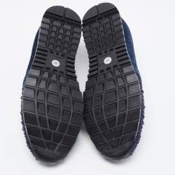 Pre Owned Gina Blue Suede Crystal Embellished Slip On Sneakers Size 39