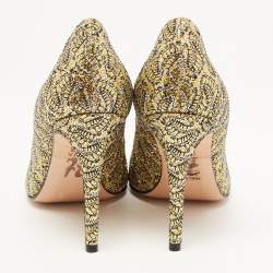 Pre Owned Gina Metallic Gold/Silver Glitter Lace Pointed Toe Pumps Size 38.5