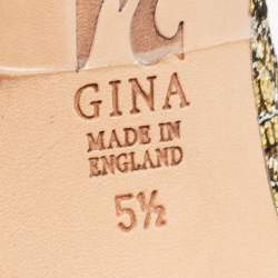 Pre Owned Gina Metallic Gold/Silver Glitter Lace Pointed Toe Pumps Size 38.5