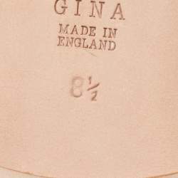 مملوكة مسبقًا Gina Silver Crystal Embellished Leather Thong Flat Slides Size 41.5