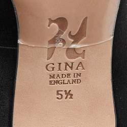 مملوكة مسبقًا Gina Black Satin Crystal Embellished Renee Pumps Size 38.5