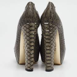 Gina Dark Grey Python Leather Elle Platform Pumps Size 39.5